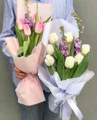 Букет цветов "Тюльпан з матіолою"
