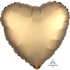Фольгированный шар Сердце 45см Сатин GOLD SATIN золото