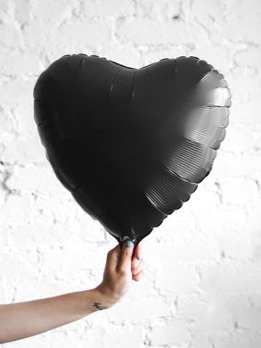 Фольгована кулька Сердце 45см SATIN BLACK сатін чорний
