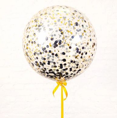 Кулька Гігант з конфетті Коло срібло і Зірки золото