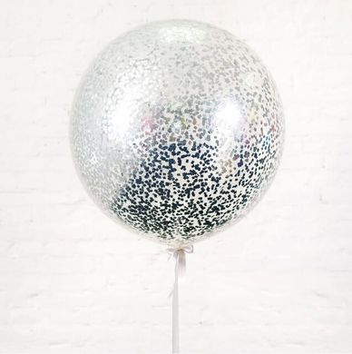 Кулька Гігант з конфетті Квадрати срібло
