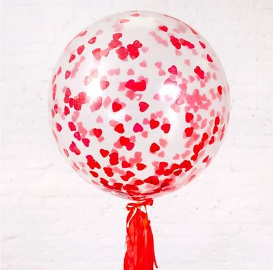 Кулька Гігант з конфетті Сердечка червоні