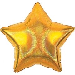 Фольгированный шар Звезда 45см Голограмма золотая
