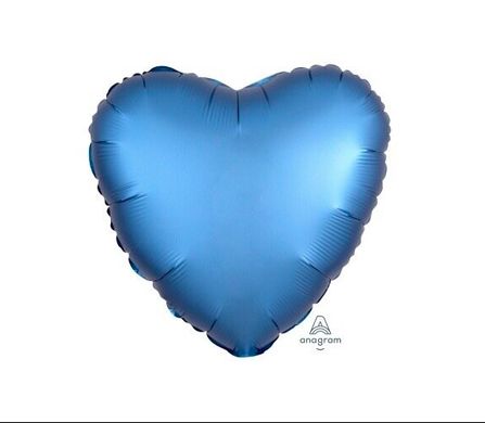 Фольгована кулька Серце 45см Сатін BLUE синій