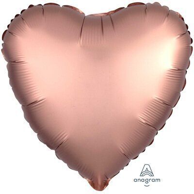 Фольгована кулька Серце 45см Сатін ROSE COPPER мідний